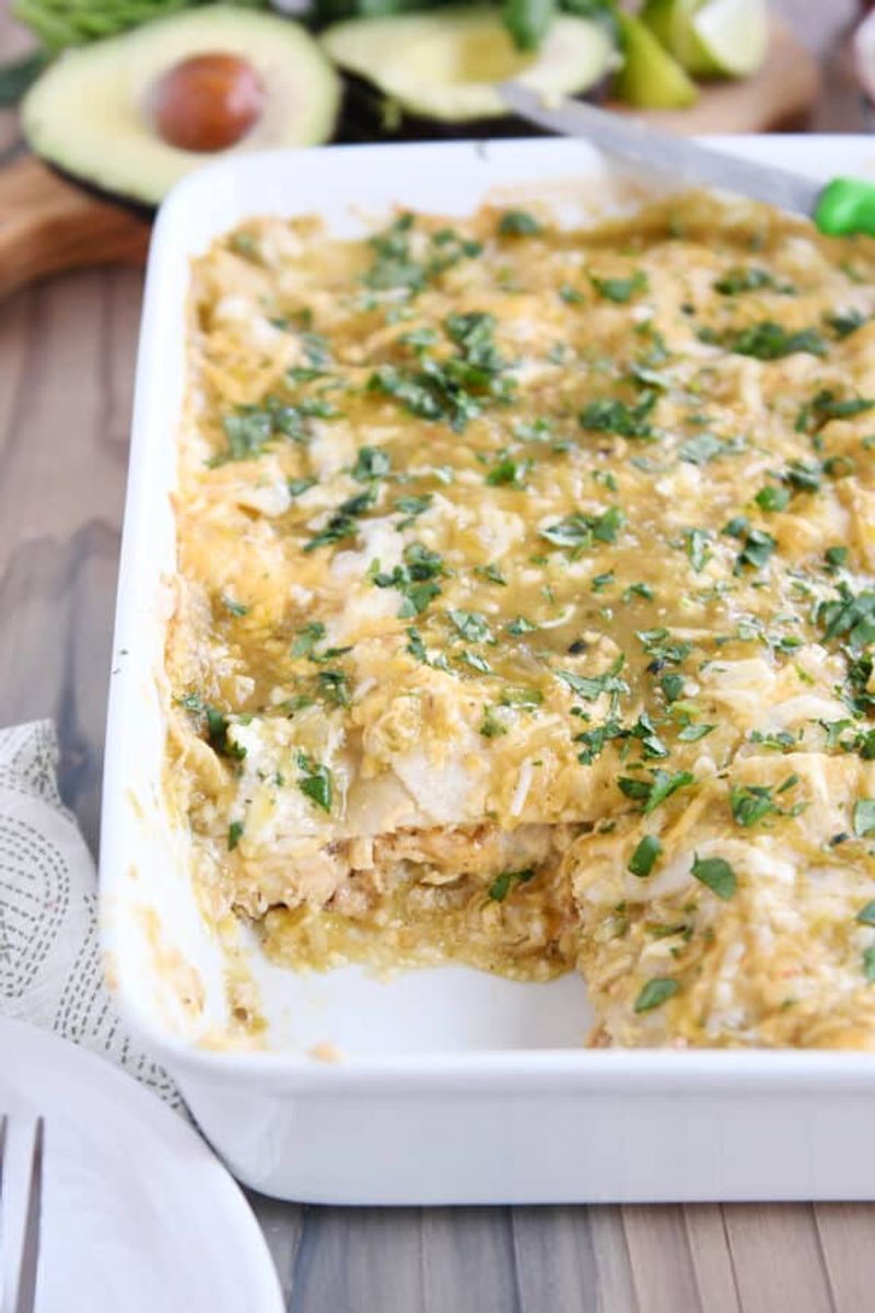 Salsa Verde Chicken Enchilada Casserole