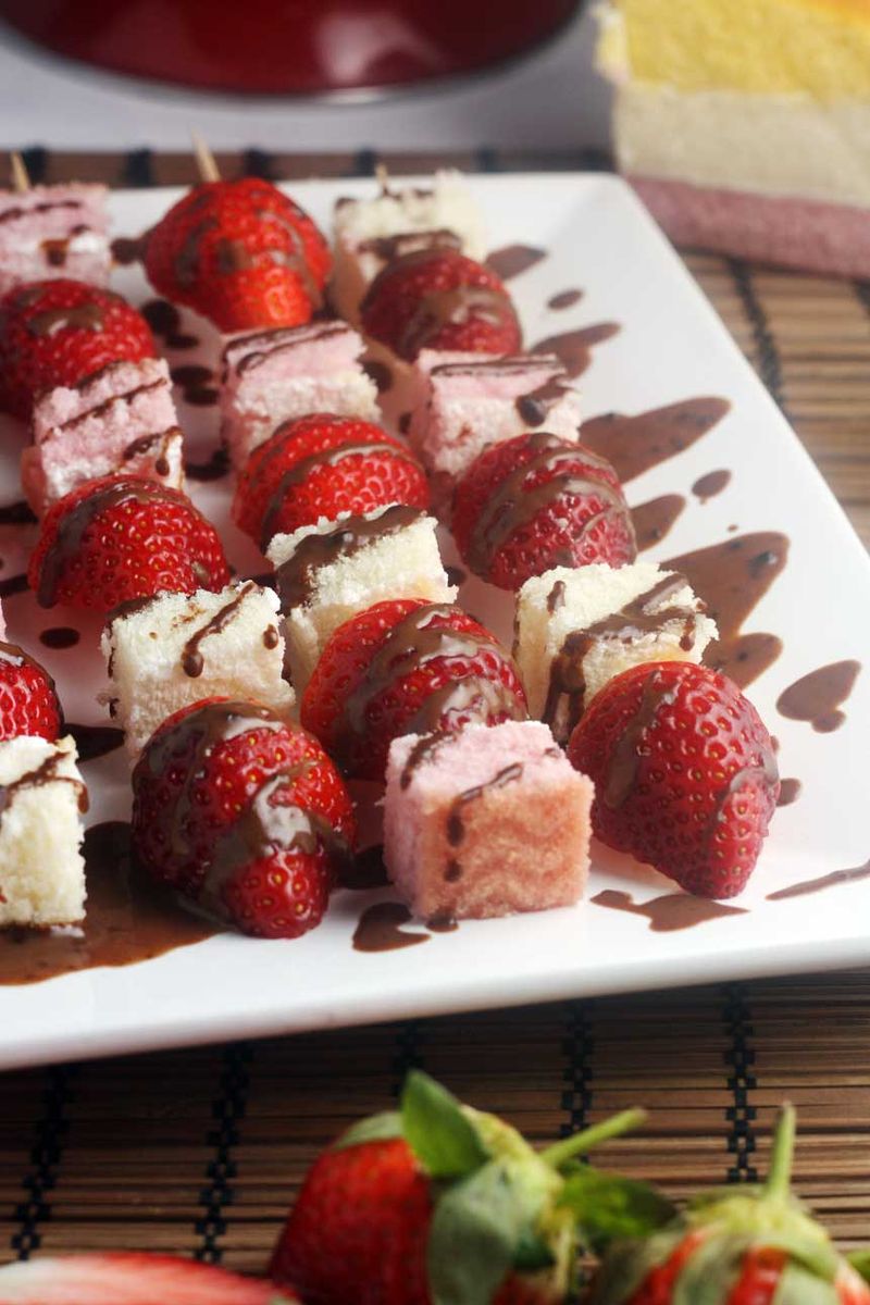 Chocolate-Dipped Cake Cubes