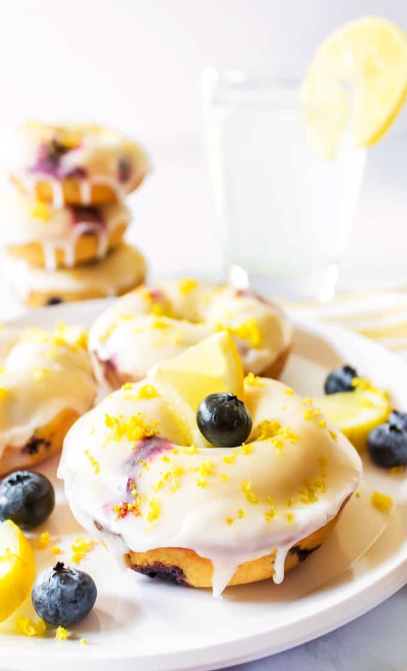 Blueberry Cake Donuts With Lemon Glaze