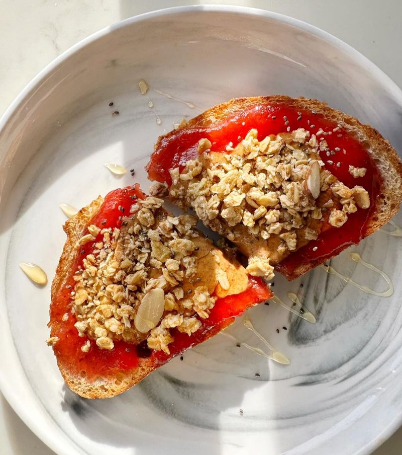 Almond Butter And Chia Jam Sandwich