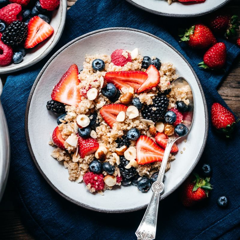 Quinoa Breakfast Bowl With Berries And Almonds