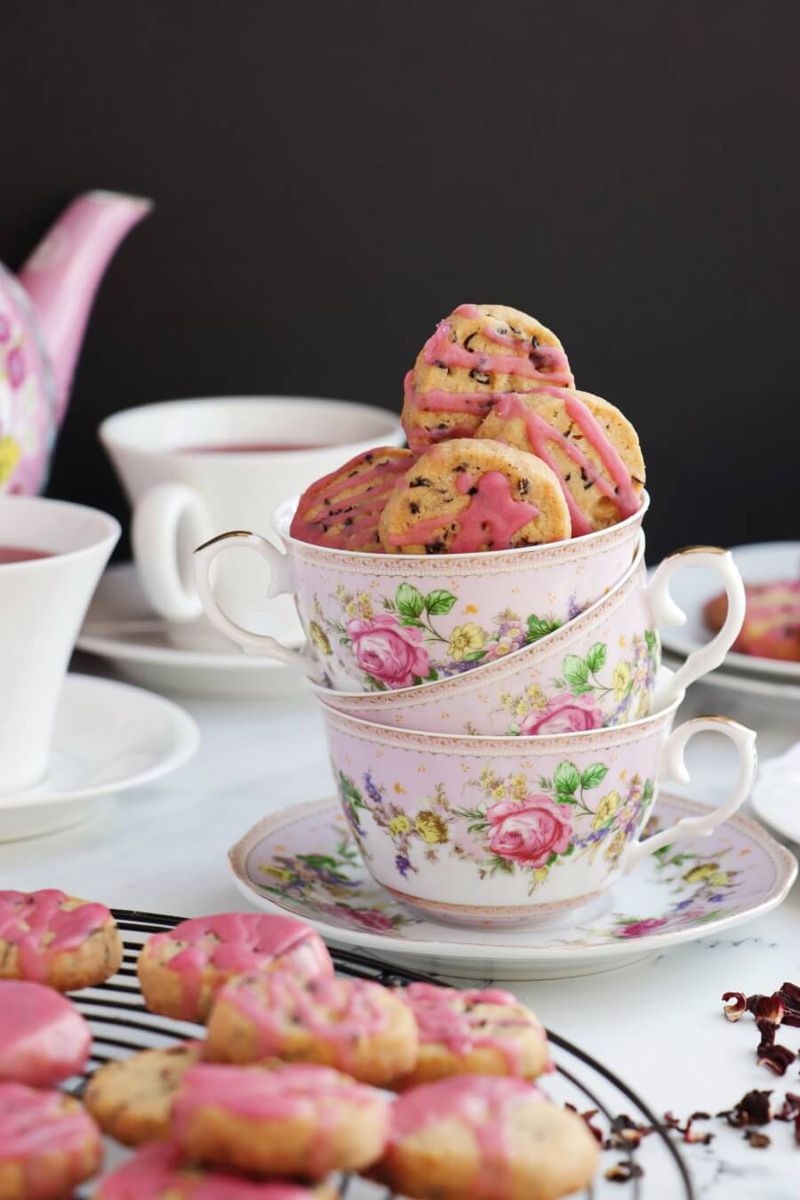 Hibiscus Glazed Butter Cookies
