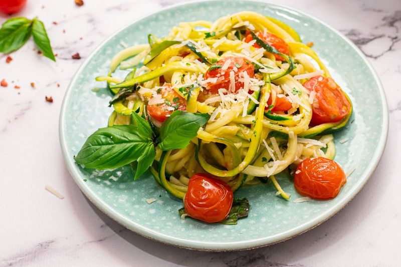 Zucchini Noodle And Tomato Toss