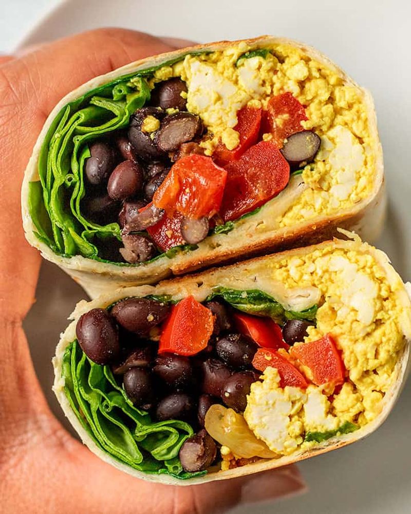 Plant-Based Breakfast Burrito With Black Beans