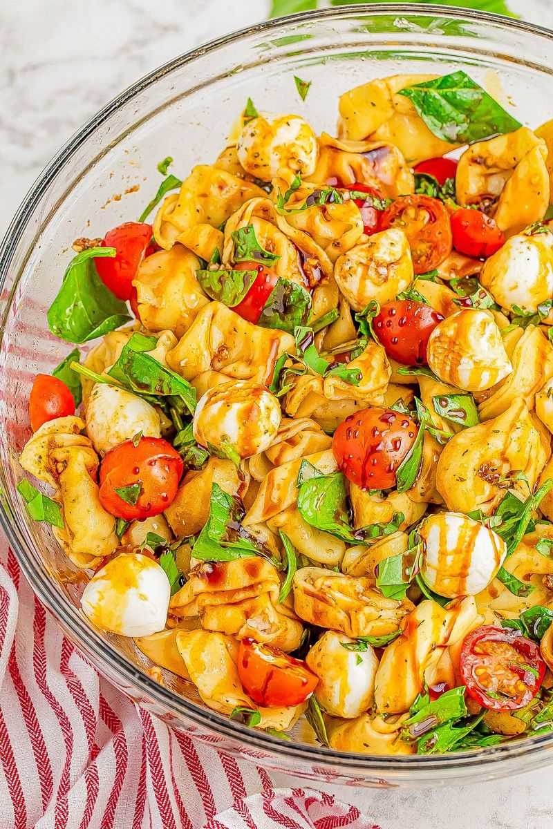 Caprese Tortellini Salad With Balsamic Glaze