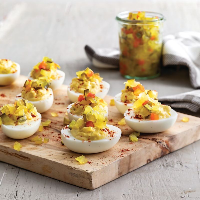 Sweet Pickle And Paprika Deviled Eggs