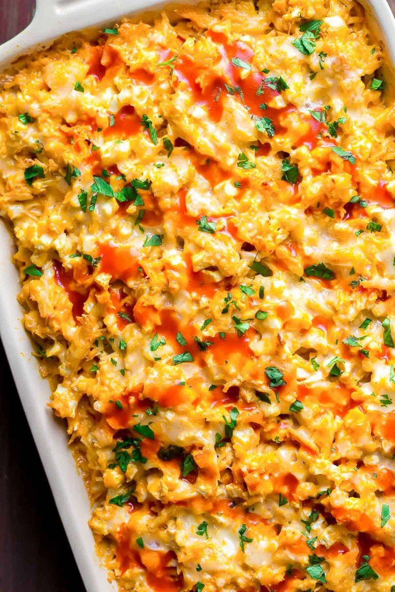 Buffalo Chicken Cauliflower Bake