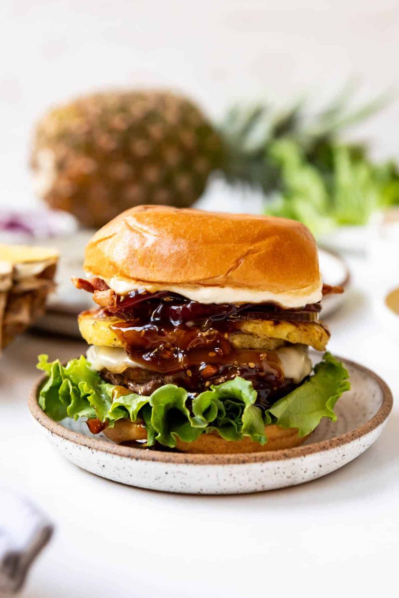 Teriyaki Grilled Pineapple Burgers