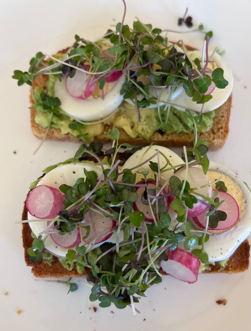Avocado Toast With Sprouted Bread And Microgreens