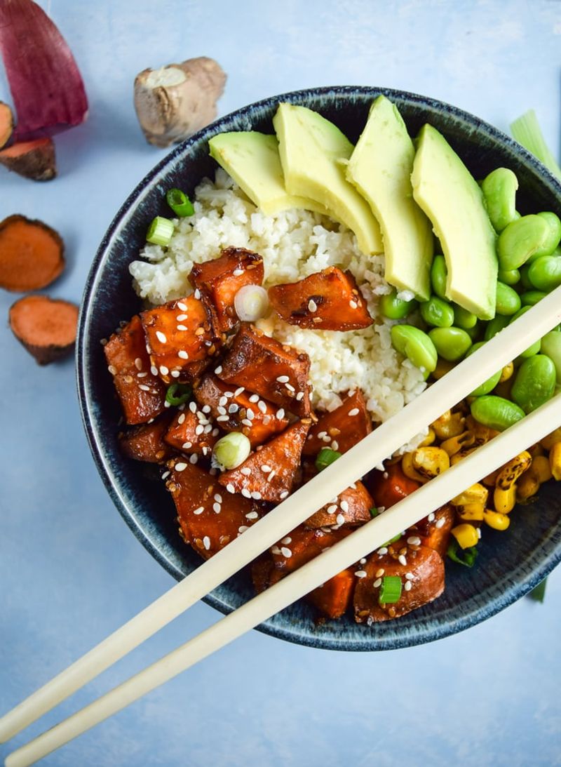 Salmon Rice Bowl With Cauliflower Rice