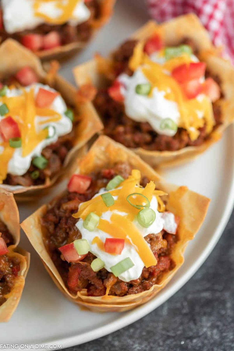Mini Taco Cups With Ground Beef