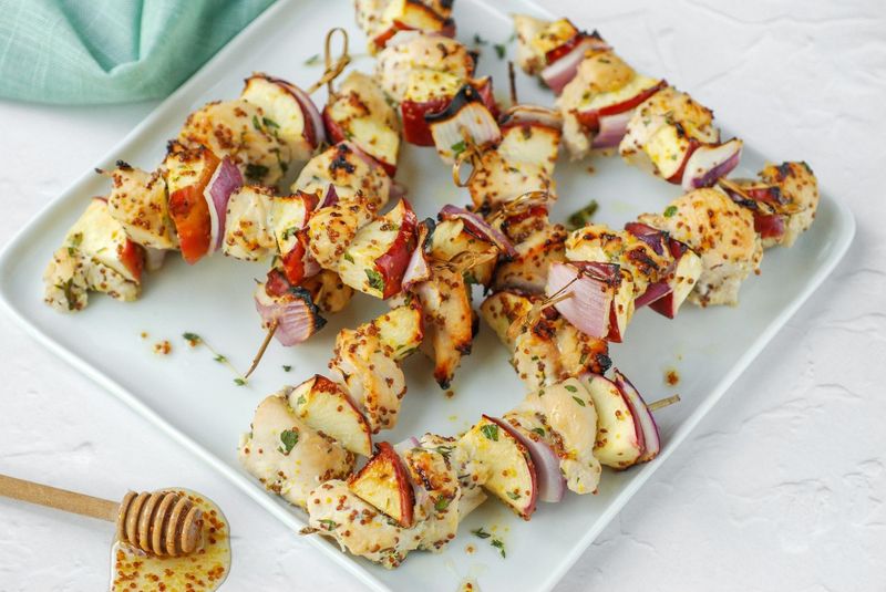 Honey Mustard Chicken And Apple Kabobs