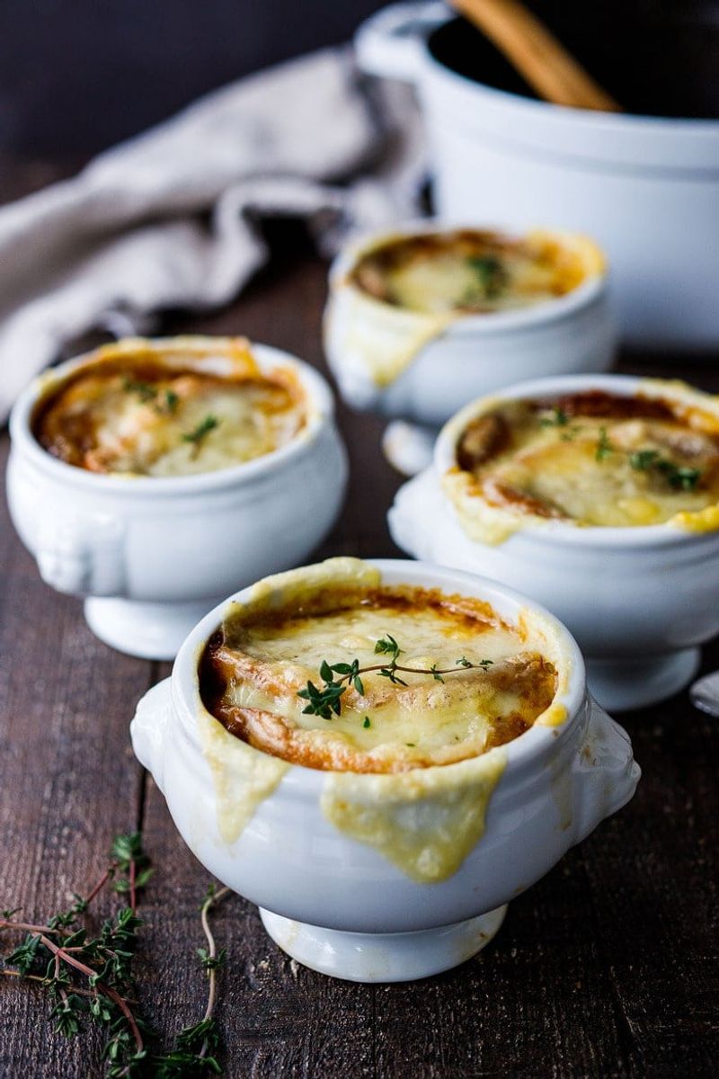 French Onion Soup With Broiled Gruyère Crust