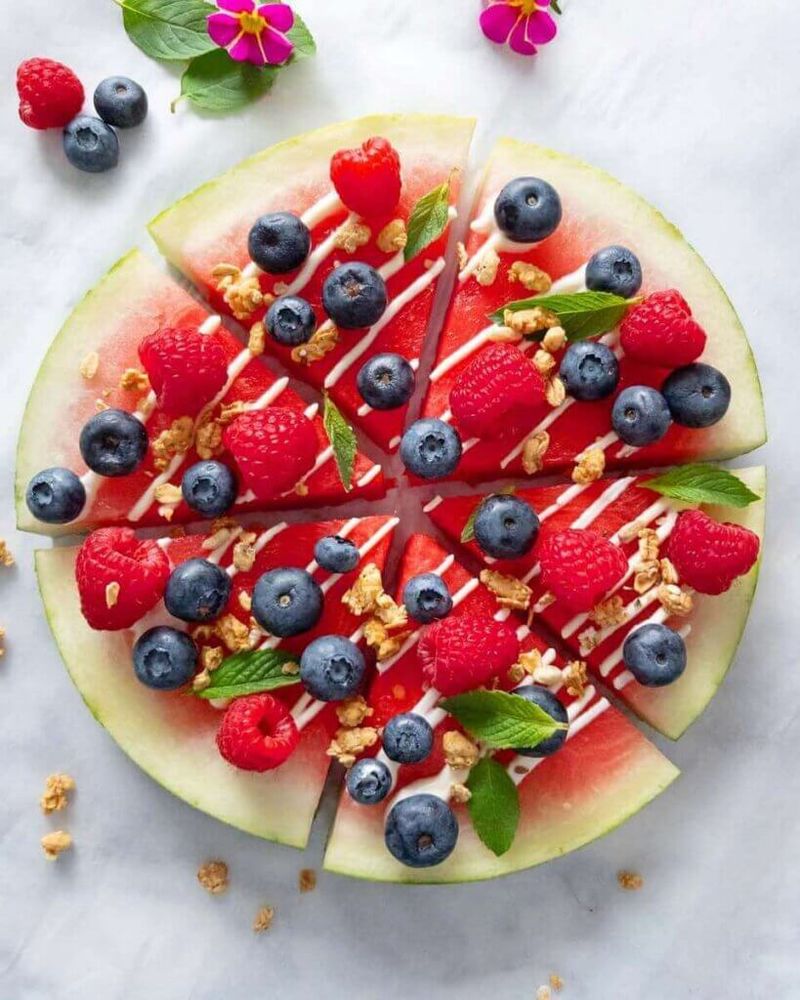 Watermelon Pizza With Yogurt And Berries