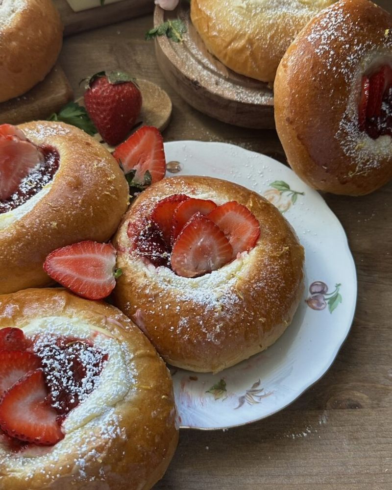 Strawberry Cheesecake Stuffed Bagel