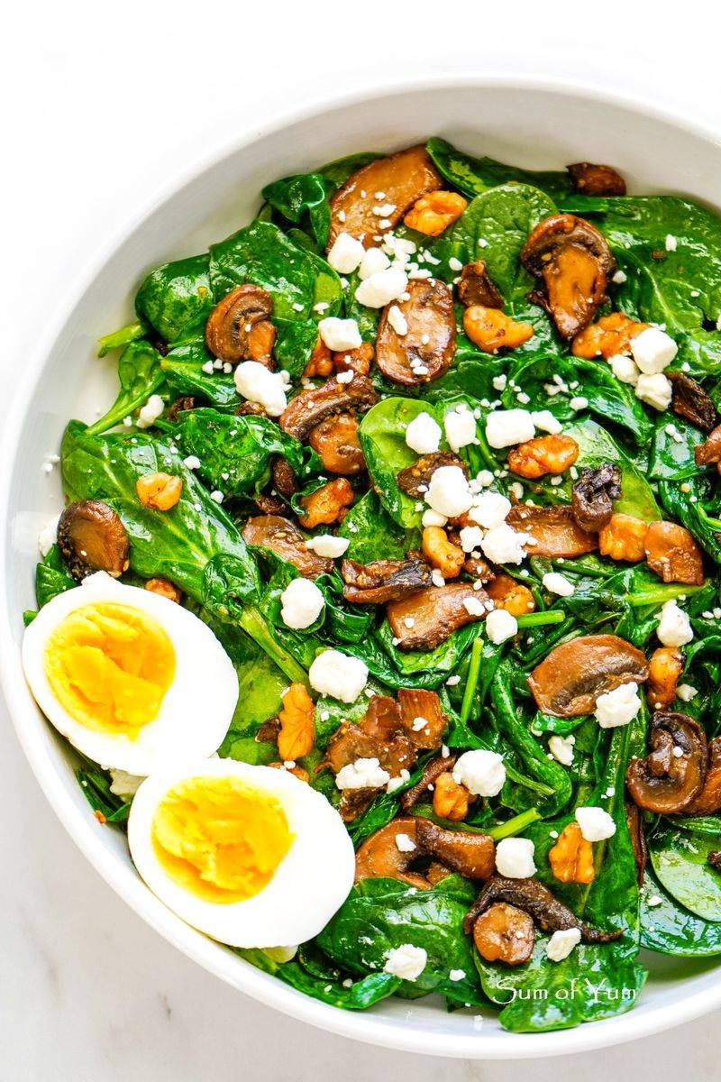 Warm Mushroom And Spinach Salad