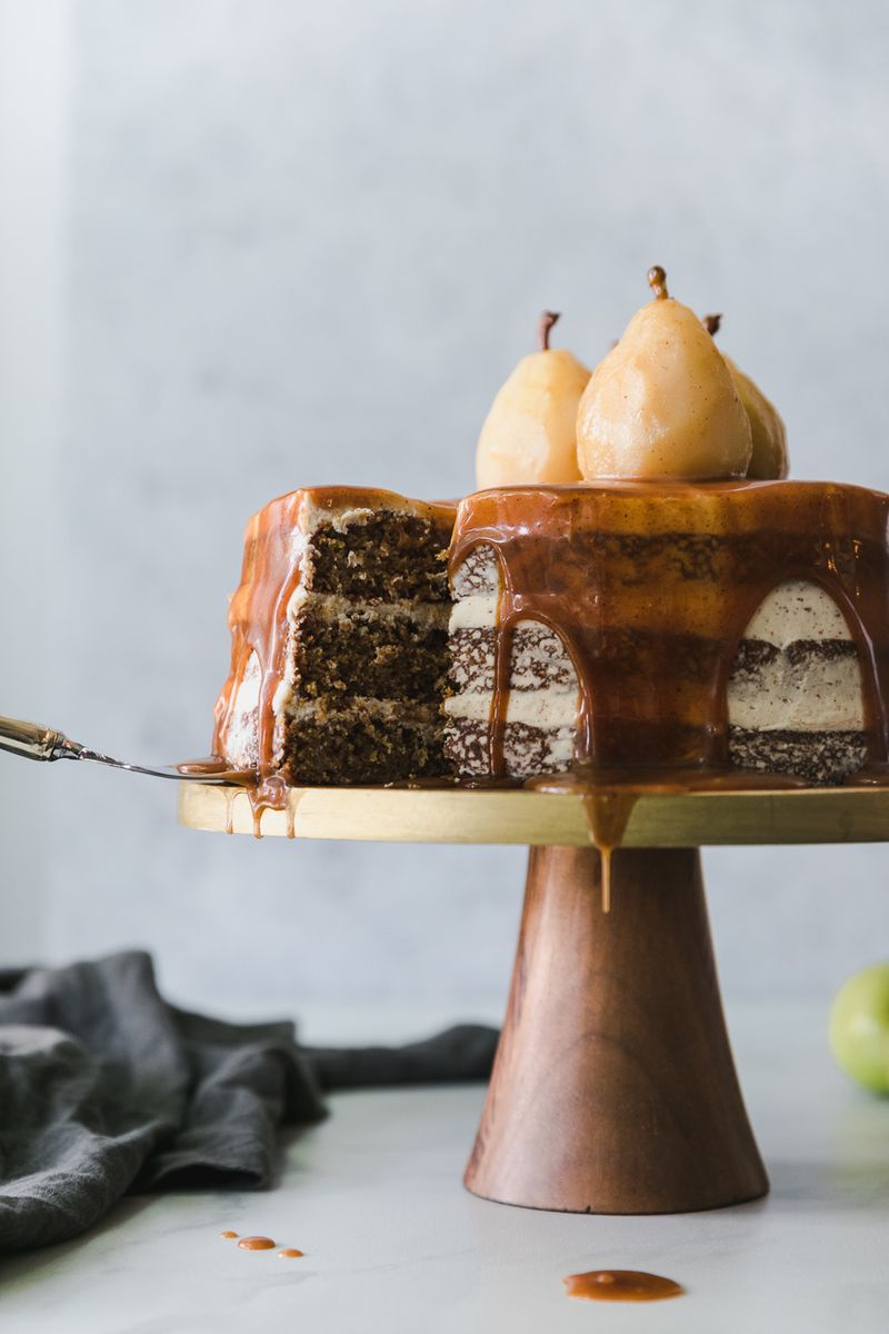 Spiced Pear Walnut Comfort Cake
