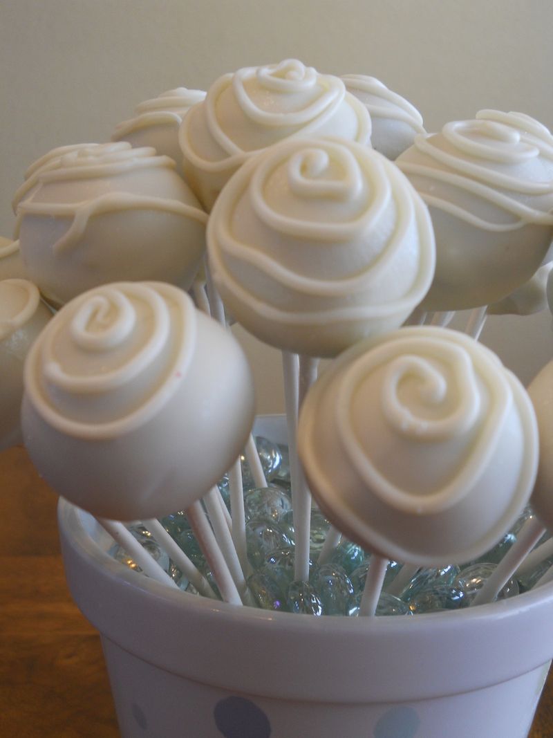 White Rosewater Swirl Cake Pops