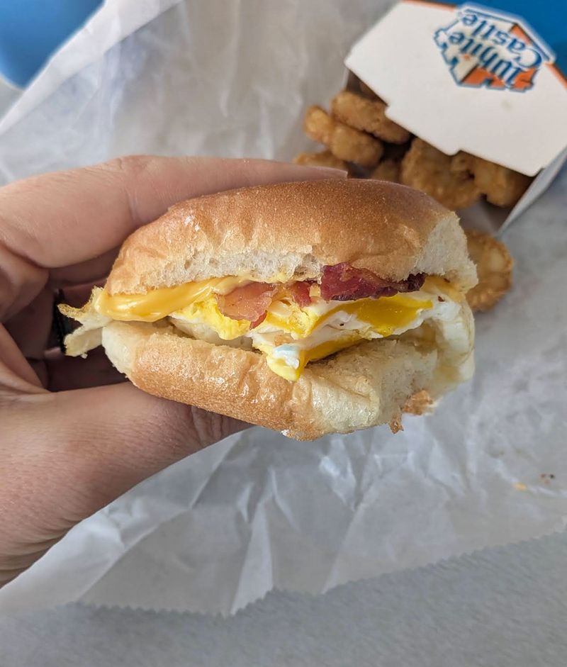 White Castle Breakfast Slider With Bacon, Egg & Cheese