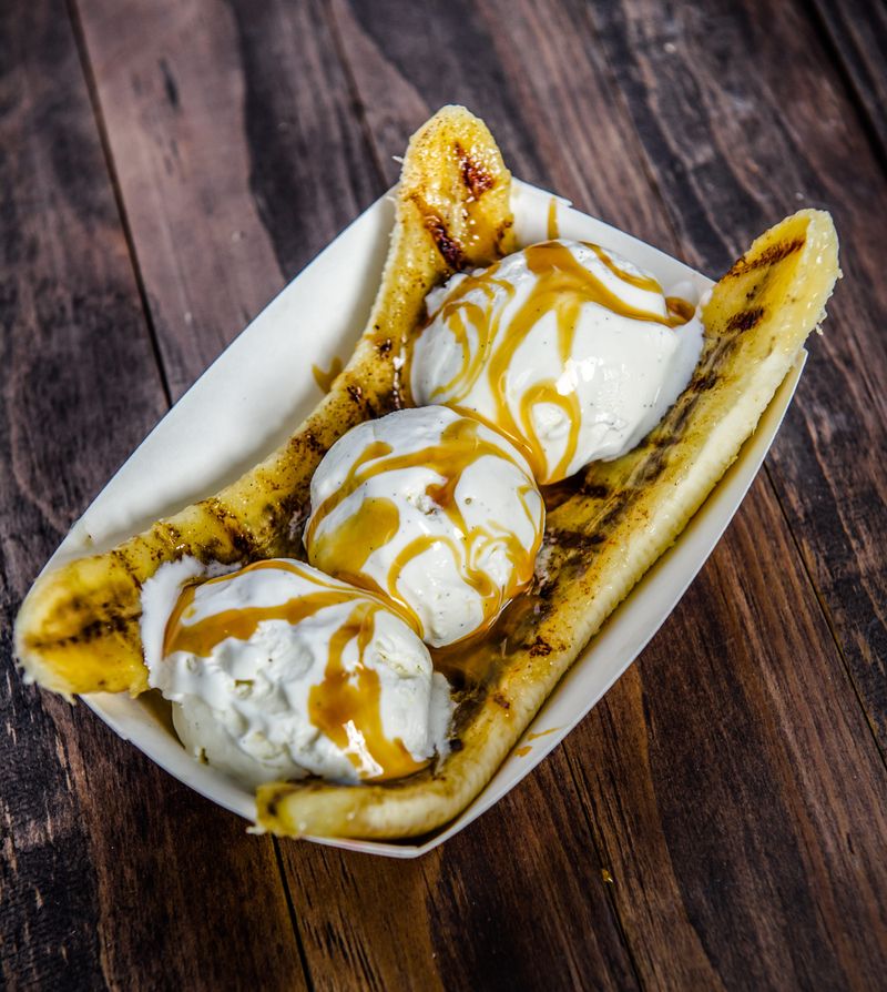 Grilled Banana Split With Homemade Caramel