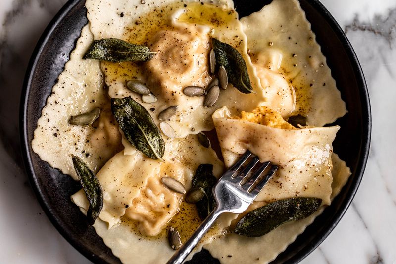 Butternut Squash Ravioli With Brown Butter Sauce