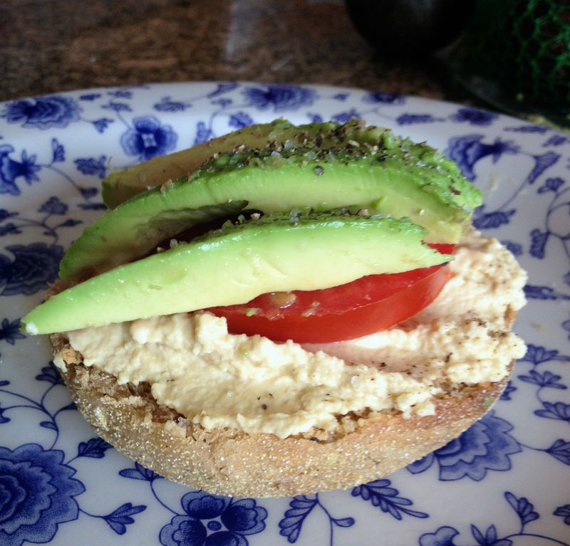 Toasted English Muffin With Hummus And Tomato