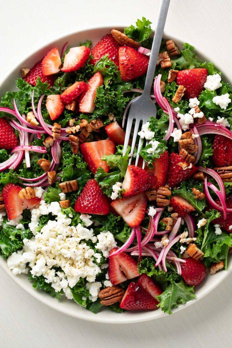 Kale And Strawberry Salad With Balsamic Vinaigrette