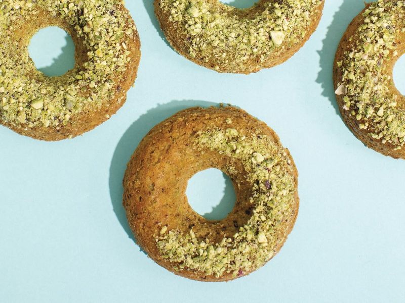 Pistachio Cardamom Glazed Donuts