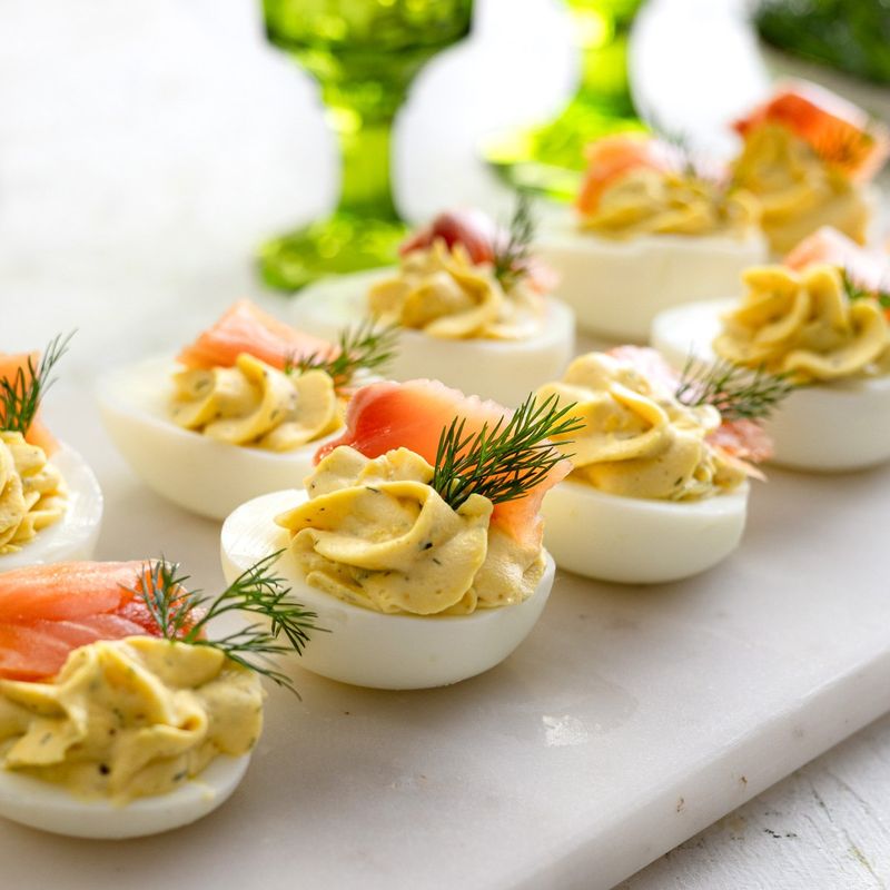 Smoked Salmon And Dill Deviled Eggs
