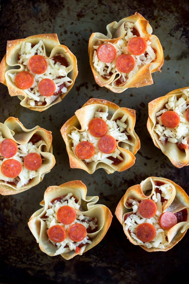 Crispy Wonton Pizza Squares