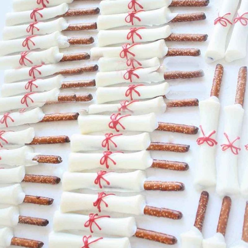 Chocolate-Dipped Pretzel Diplomas
