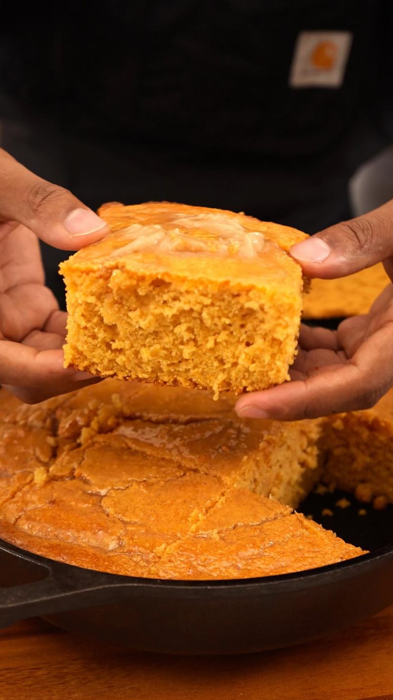 Skillet Cornbread With Honey Drizzle