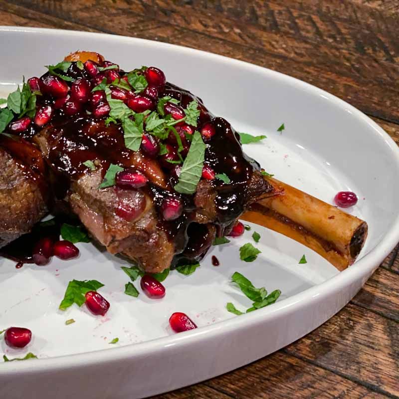 Pomegranate Glazed Lamb Chops With Mint Couscous