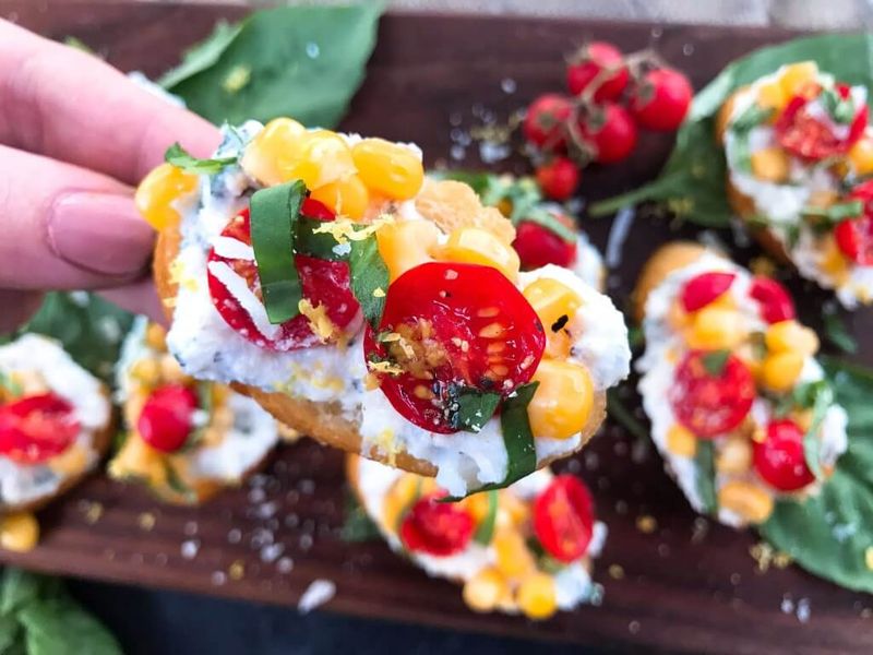 Fresh Corn And Tomato Bruschetta
