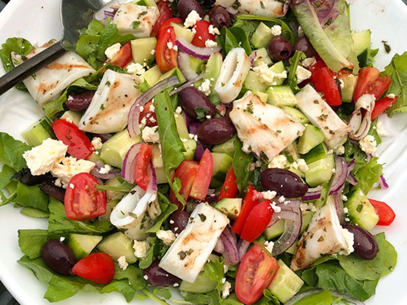 Mediterranean Grilled Calamari Salad