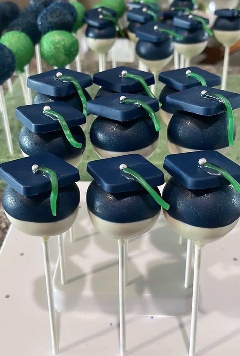 Cake Pops Decorated As Graduation Hats