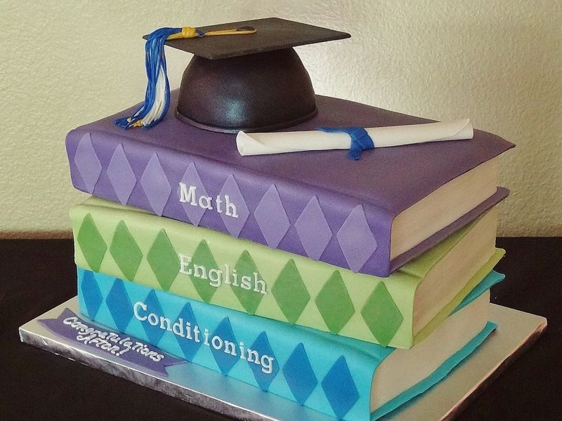 Stacked Books Graduation Cake