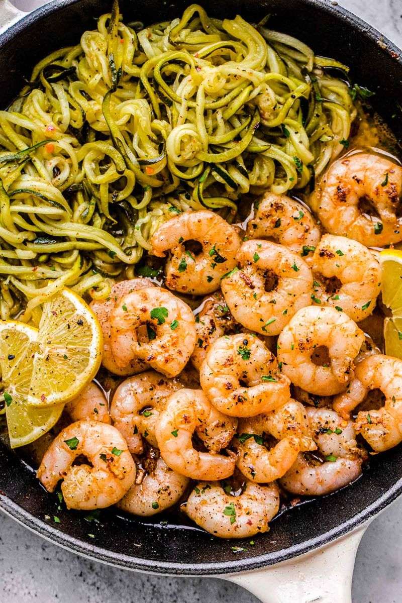 Garlic Butter Shrimp Pasta With Zoodles