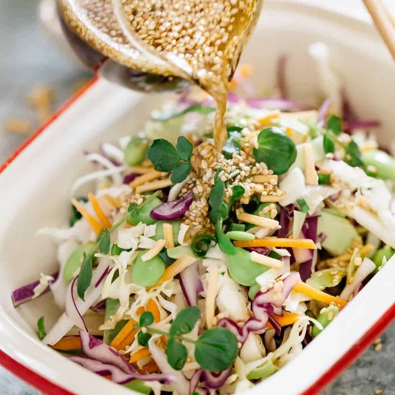 Crunchy Asian Slaw With Sesame Dressing