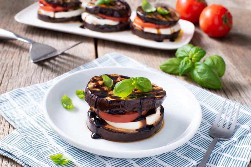 Grilled Eggplant Caprese Stack
