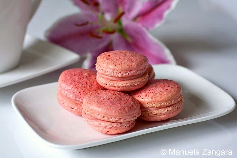 Raspberry Rose Macarons