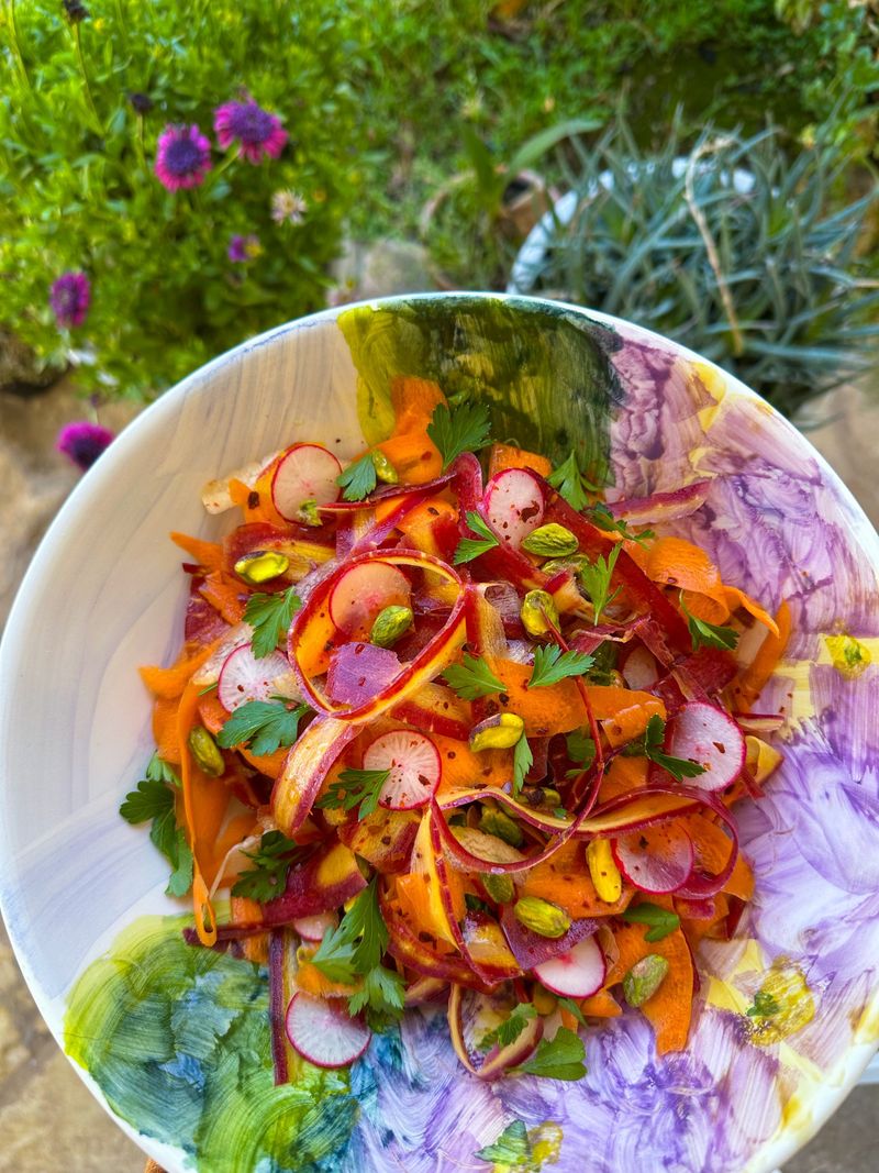 Rainbow Carrot Ribbon Salad