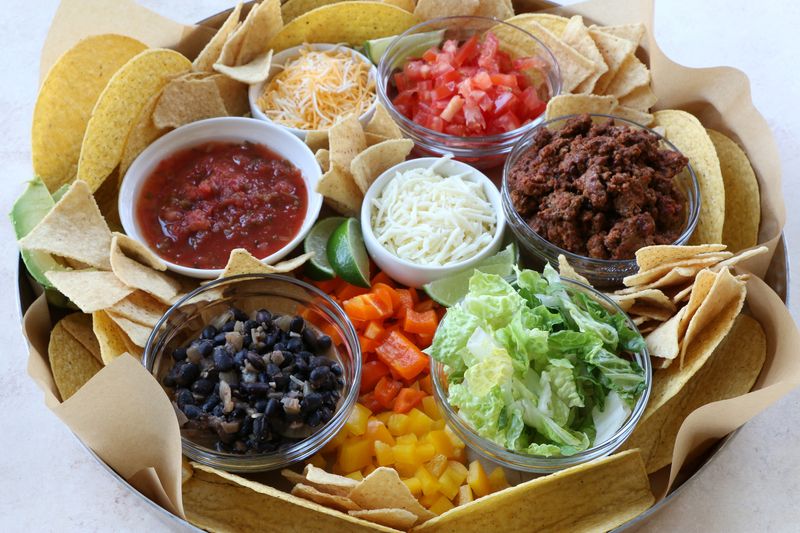 DIY Taco Box With Beans, Cheese, And Corn Chips