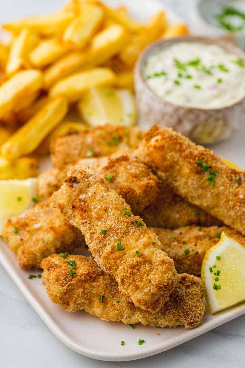 Air Fryer Fish Sticks And Slaw