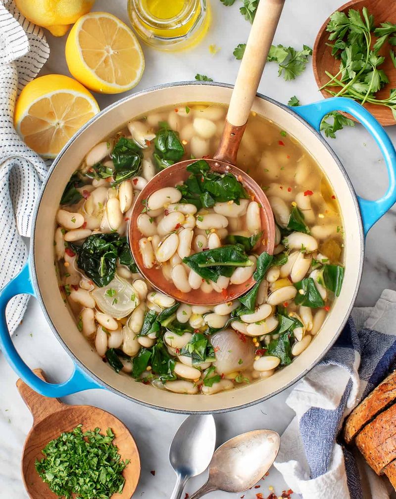 Garlicky White Beans With Greens