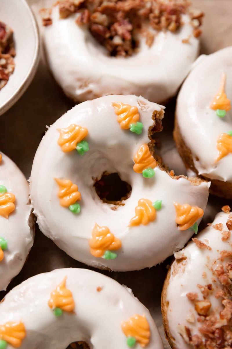 Carrot Cake Donuts With Cream Cheese Drizzle