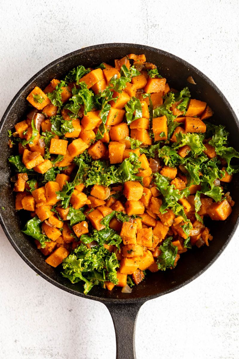 Sweet Potato Hash With Kale And Peppers