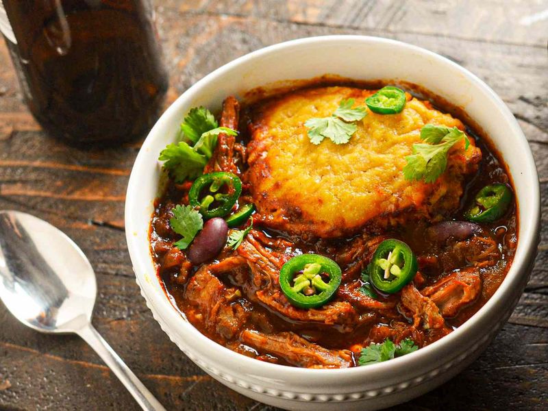 Slow-Cooked Chili With Cornbread