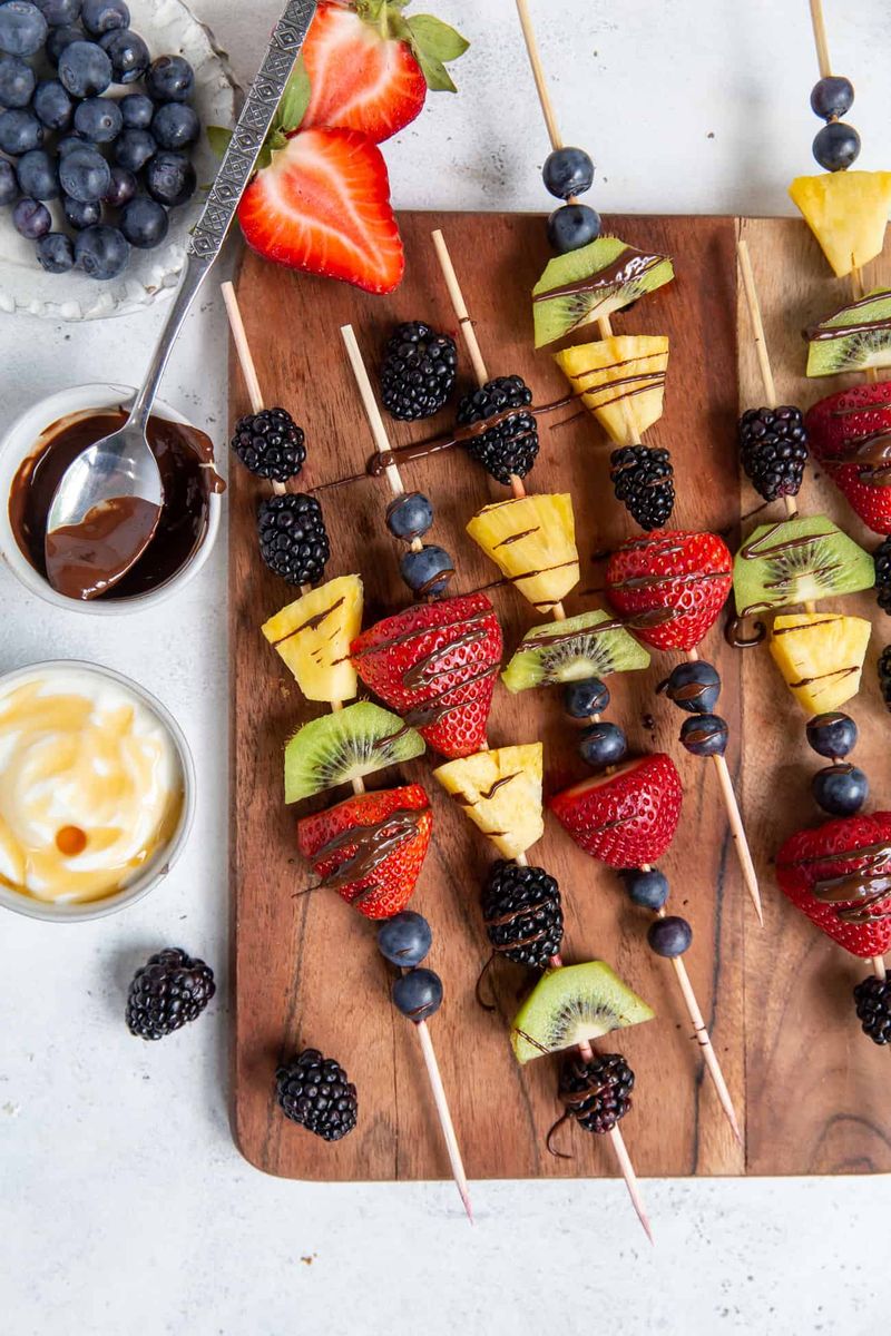 Fruit Skewers With Honey Yogurt Dip