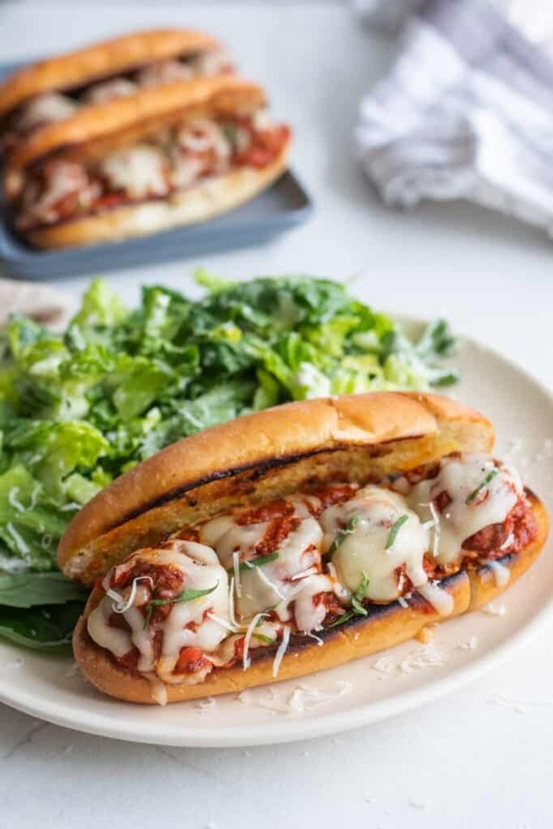 Meatball Subs With A Side Salad